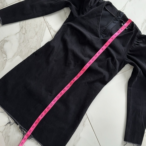 Belle Vere black denim stretchy dress frayed hems size XS - S - Picture 6 of 7